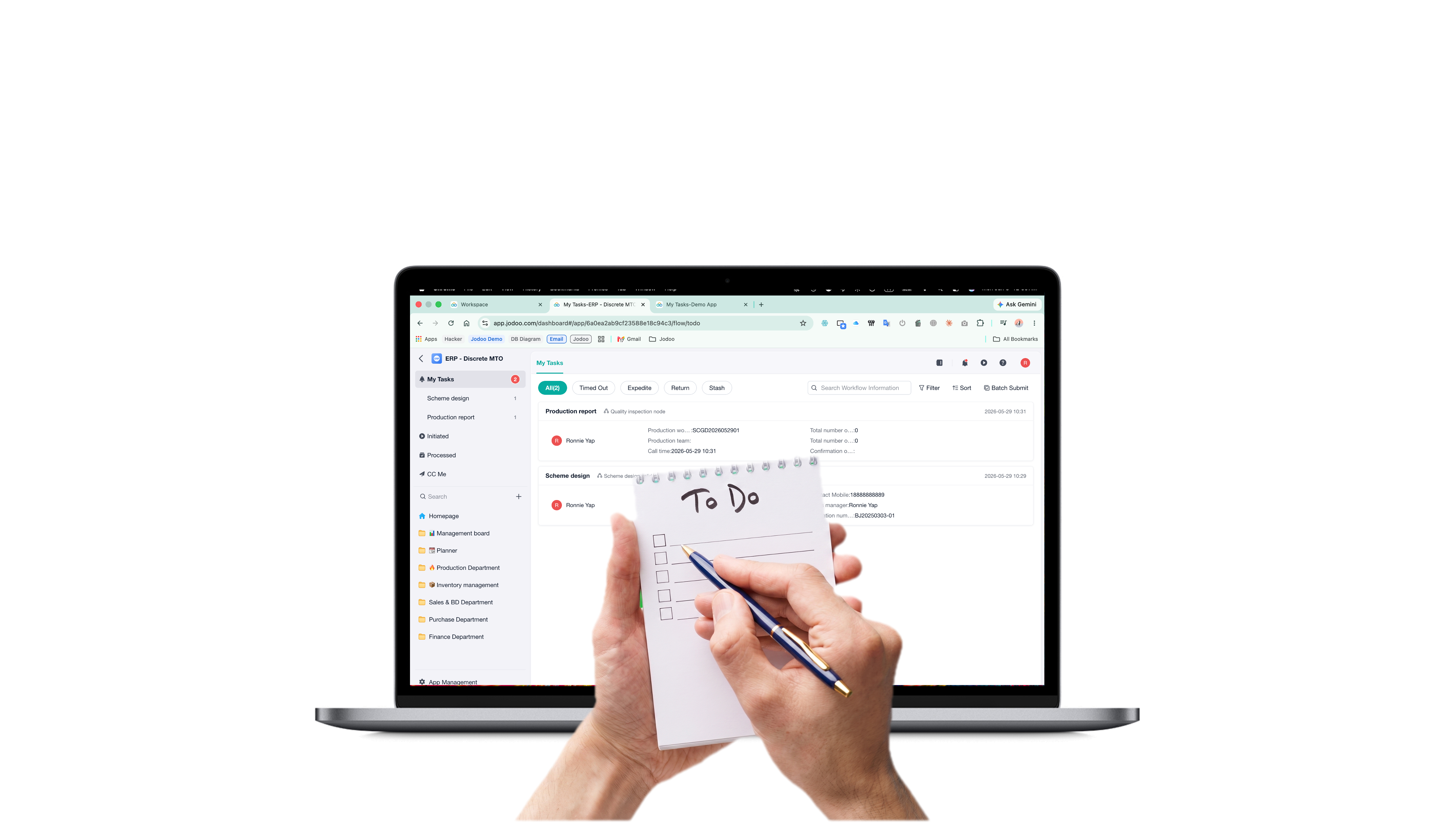 A personal task list in Jodoo
