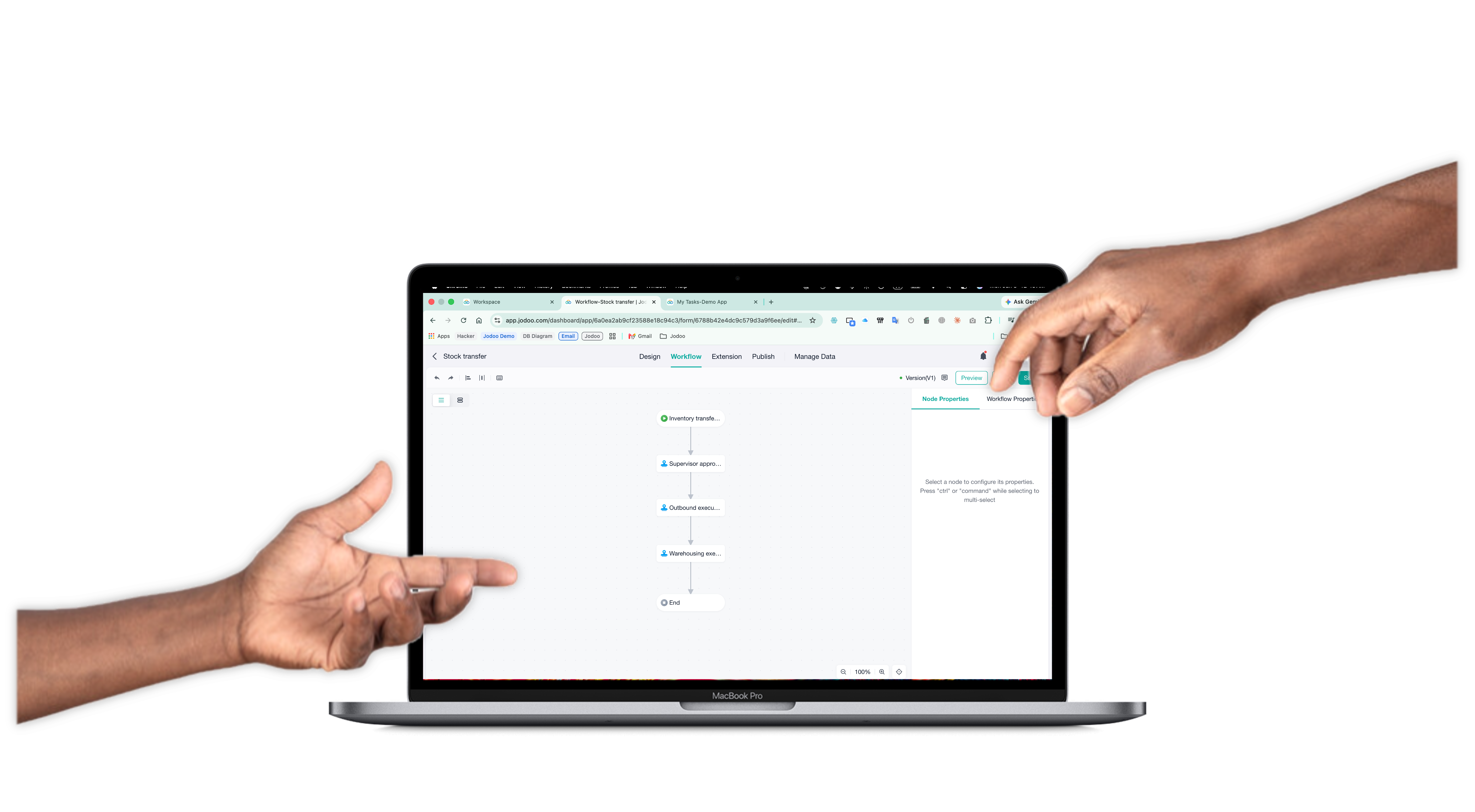 Automated approval and handover workflow in Jodoo